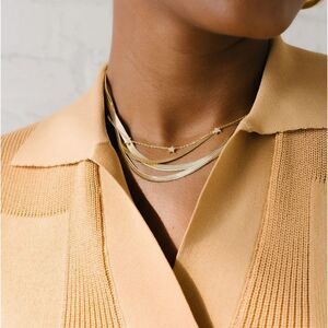 ARGENTO VIVO THICK HERRINGBONE CHAIN NECKLACE 18k Plated Sterling Silver